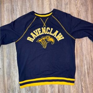 Harry Potter Collegiate Ravenclaw Crewneck Long Sleeve Sweater Blue Yellow Small